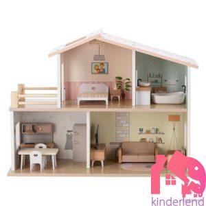 FREE 2 PLAY ДРВЕНА КУЌА ЗА КУКЛИ СО МЕБЕЛ ELLA